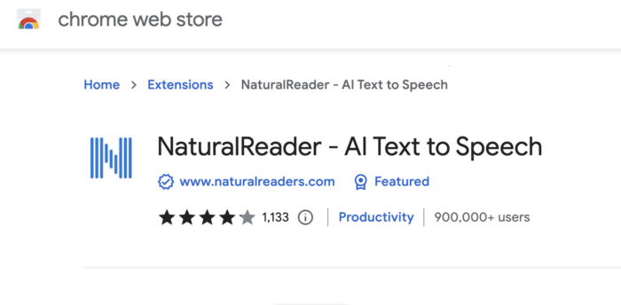 screenshot of Natural Reader Chrome Extension Logo